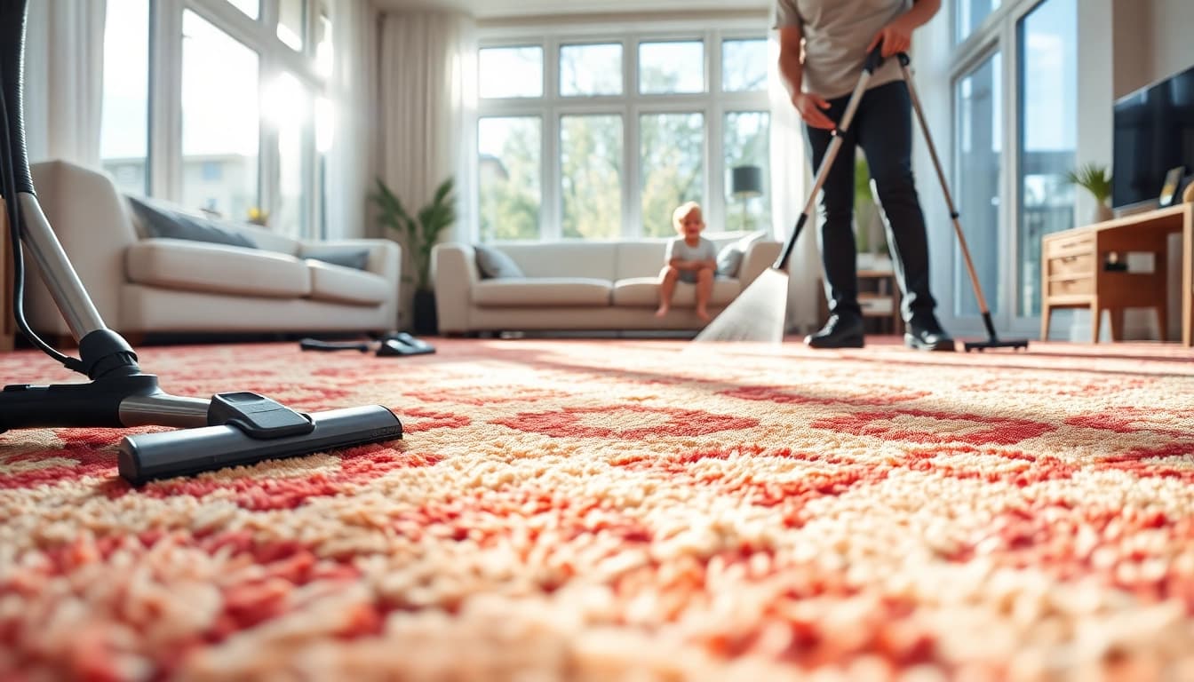 Engaging Glasgow carpet cleaning service revitalizing a stylish home carpet.