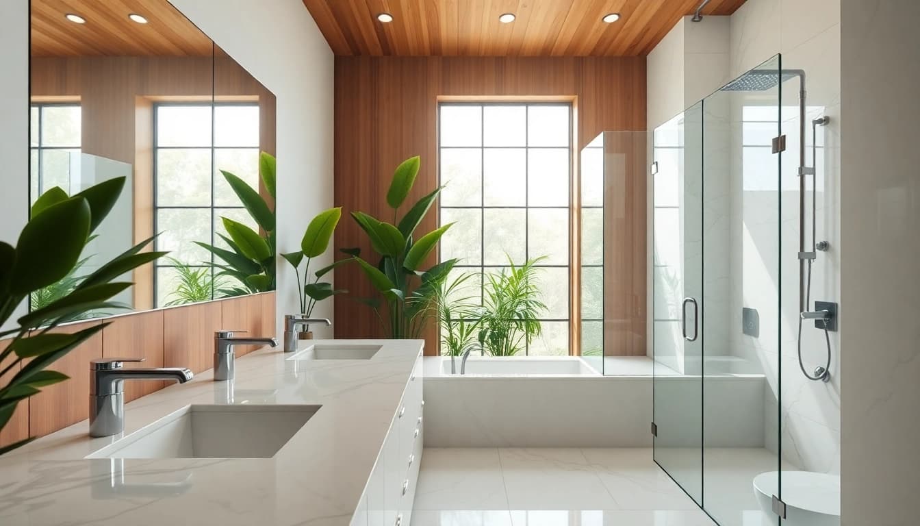 Transform your space with elegant bathrooms showcasing luxury fixtures and serene design elements.