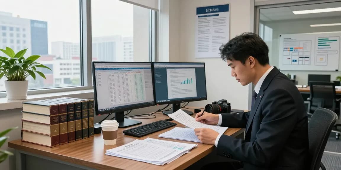 Auditor analyzing financial documents in an office at aafikotabogor.org, showcasing professionalism and effective audit practices.