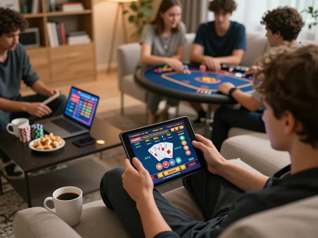 Player enjoying a game at home while using 8kbetbh online casino app.