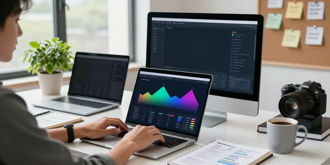 Person engaged in instant indexing analysis at a modern workspace with SEO metrics displayed.