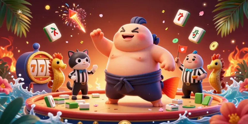 Experience gambling excitement at MANCLUB with an underwater casino scene featuring a fugu and catfish referee.