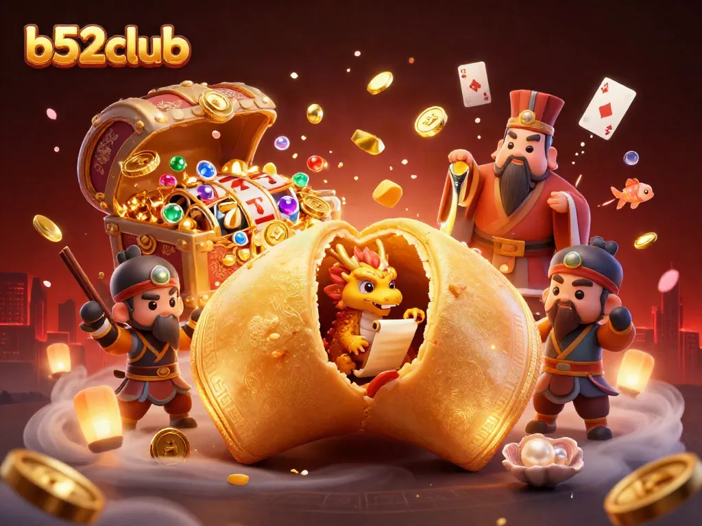 Play and win at b52club with the dynamic atmosphere of casino games and fortune cookie magic!