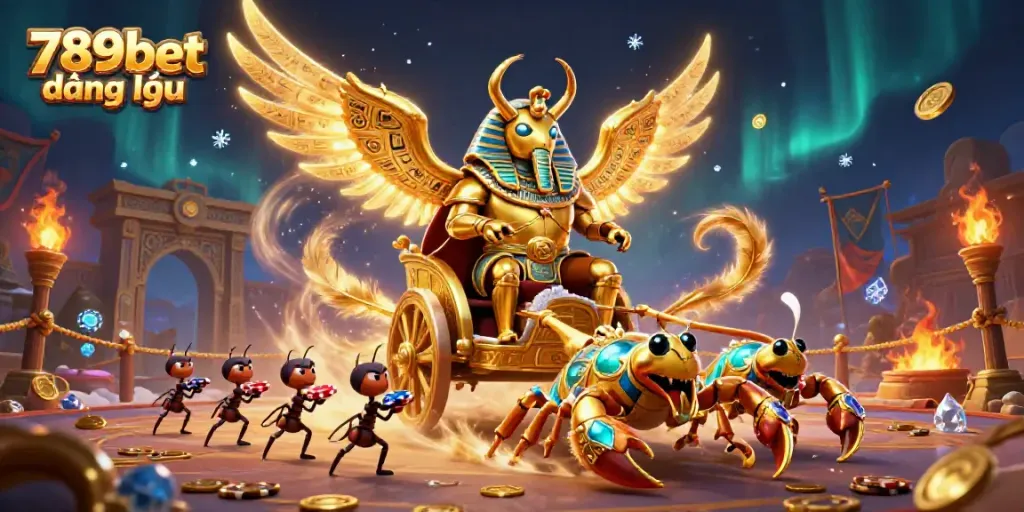Experience the thrill of gaming with 789bet đăng nhập in a vivid 3D casino scene featuring epic characters.