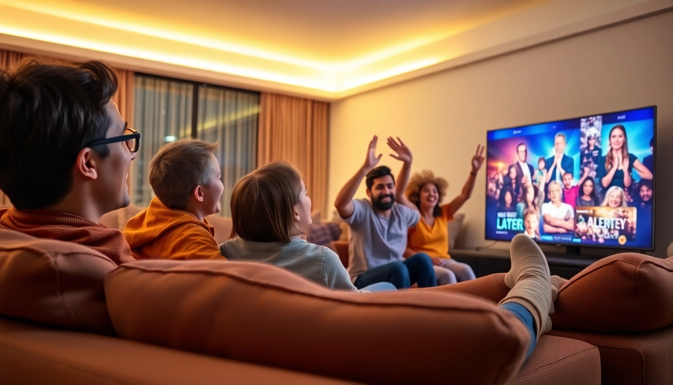 Family enjoying their time watching iron tv in a cozy living room setup.