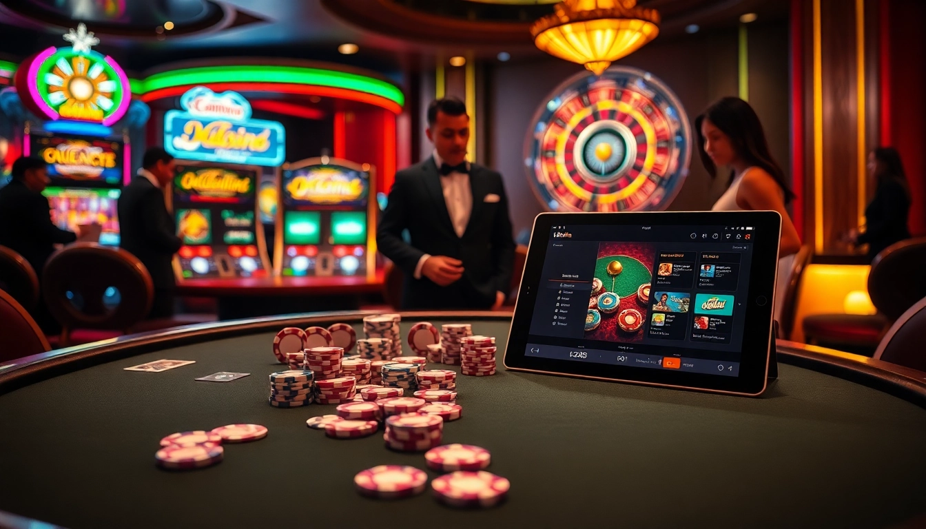 Casino excitement at https://32win2025.online/ with poker chips, cards, and vibrant slot machines.