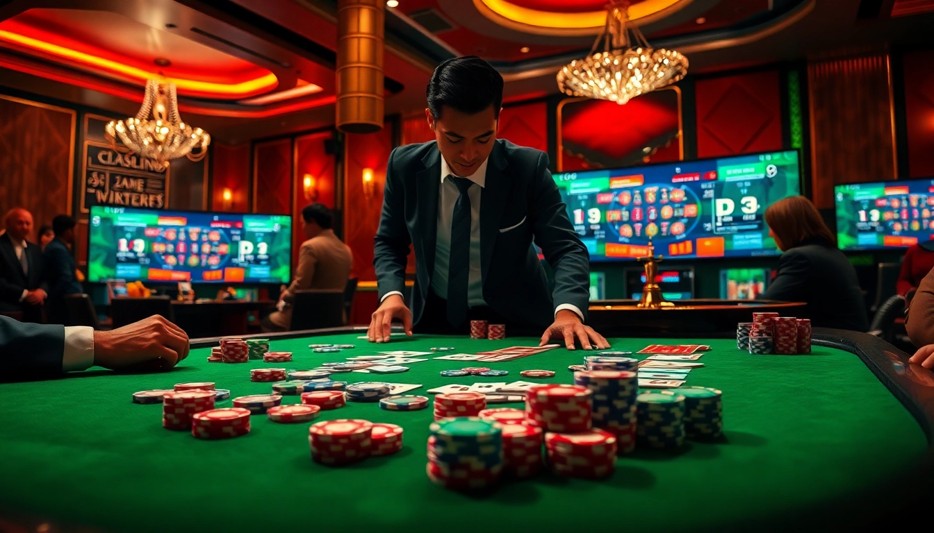 Engage in high-stakes gaming at https://go8.bz/ with vibrant poker tables and spinning roulette wheels.