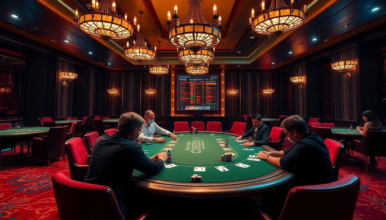 Engage in ta88 bóng đá betting at a luxurious online casino table featuring chips and cards.