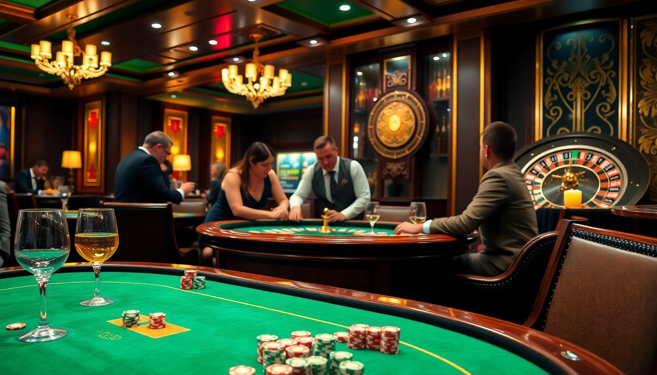 Experience the excitement of gambling at an 888b casino with poker chips and roulette in a luxurious setting.