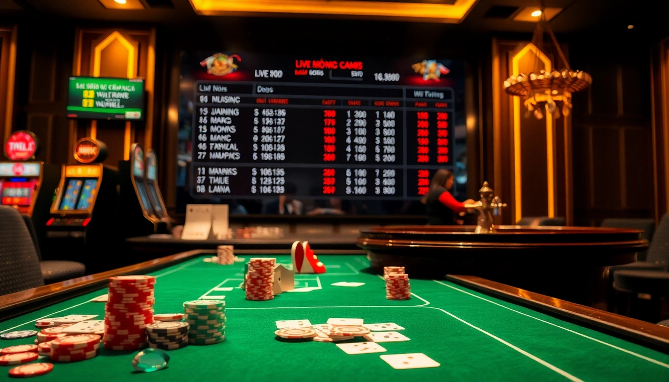 Engaging scene of a casino table where nhận định kèo nhà cái strategies come to life with poker chips and cards.