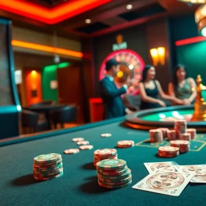 Experience the excitement of gambling at BU88 with vibrant poker chips and thrilling casino games.