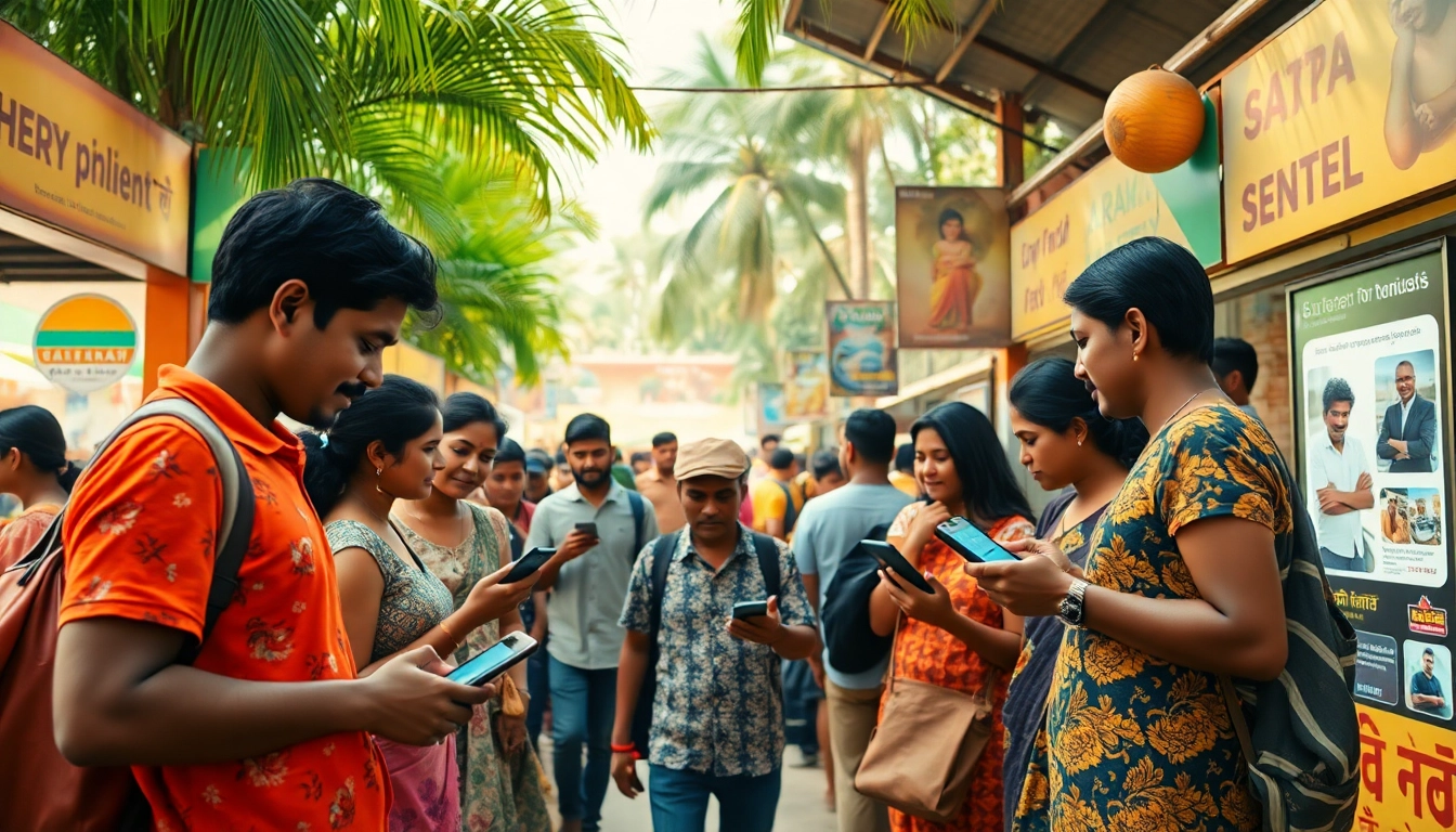 Engaging marketplace showcasing Hela Ads services with people interacting, emphasizing community and trust.