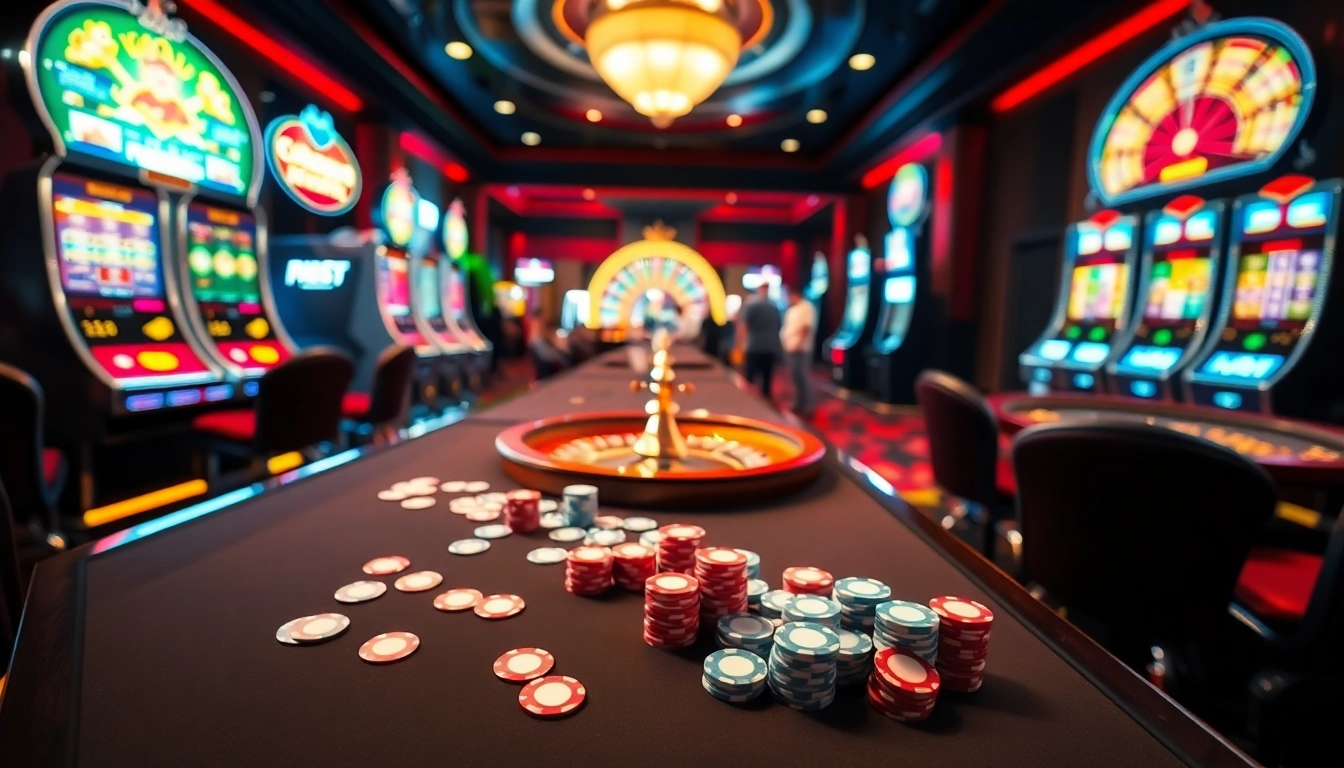 Players enjoying thrilling games at net88 casino with dynamic tables and bright machines.