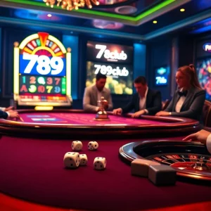 A thrilling casino experience at 789club with players engaged in an exciting poker game.