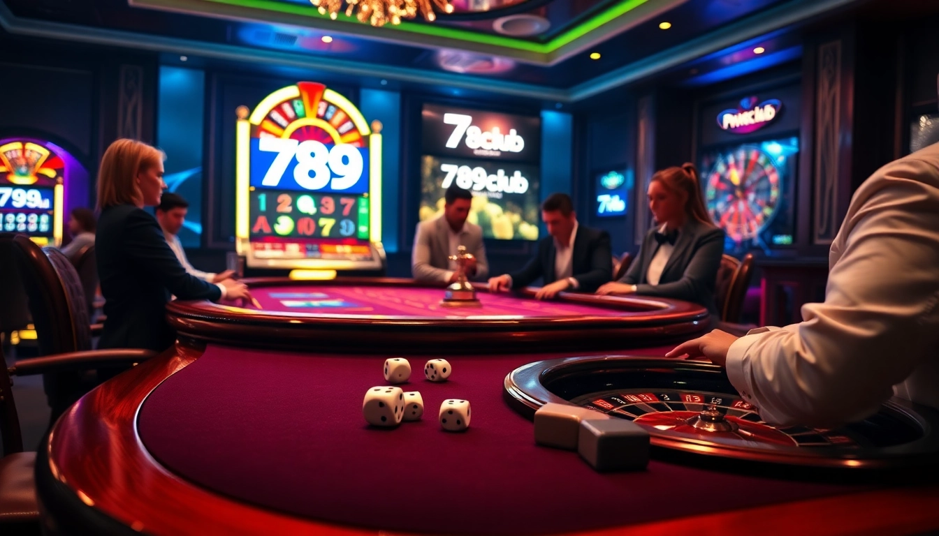 A thrilling casino experience at 789club with players engaged in an exciting poker game.