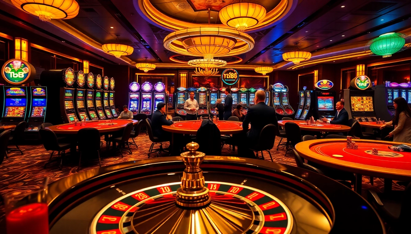 Players enjoy high-stakes poker action at a luxurious casino featured on tv88