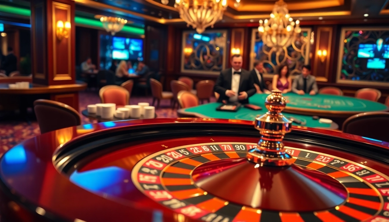 Experience 7mcn's thrilling gambling atmosphere with vibrant casino visuals and engaging players.