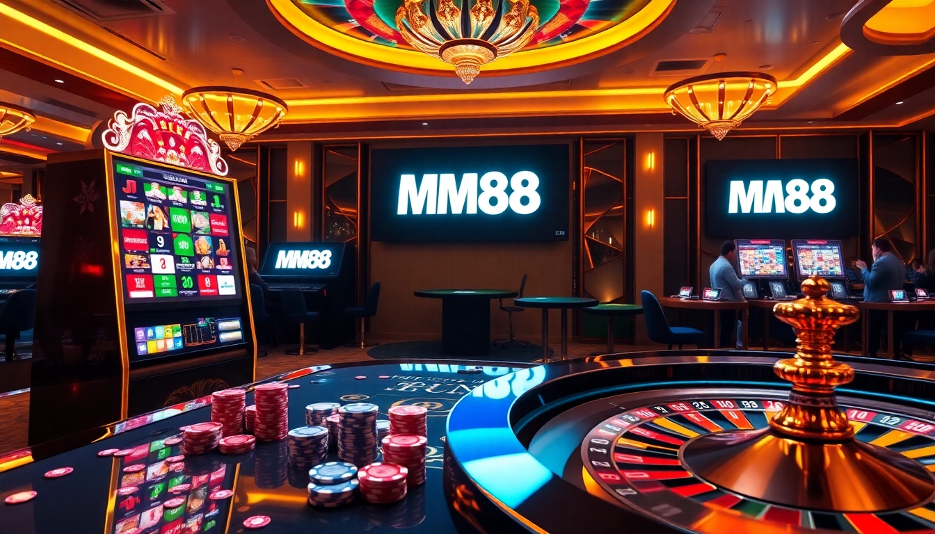 Engaging players at a luxurious casino showcasing the MM88 platform for gambling excitement.