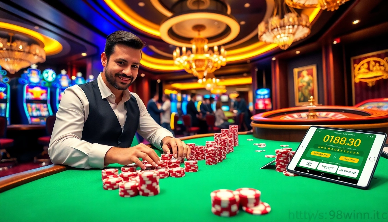 Experience luxury gambling at https://98winn.it.com/ with high-stakes poker and vibrant slot machines.