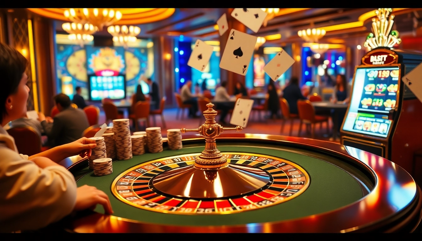 Experience thrilling gameplay at https://13win2025.online/ with vibrant casino visuals showcasing poker chips and roulette tables.