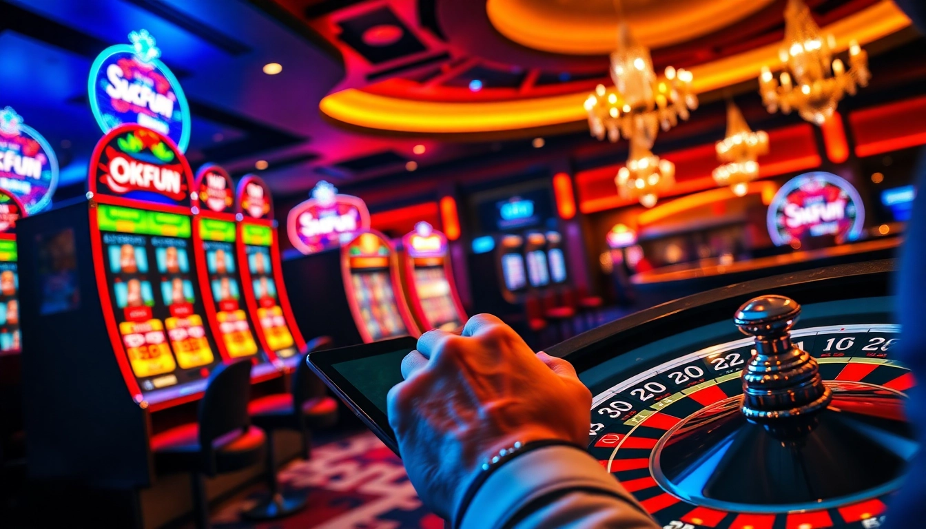 Experience the excitement of OKFUN with vibrant online casino games and engaging visuals.