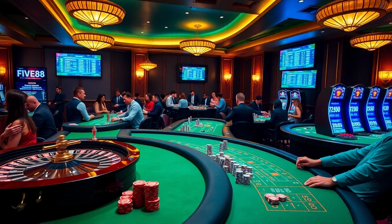 Experience high-stakes gaming at Five88 with deluxe casino tables and vivid player interactions.