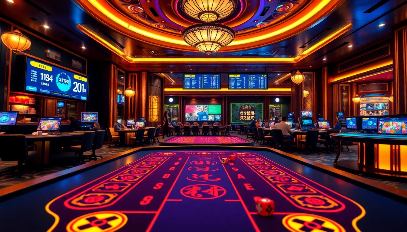 Engaging players at Sky88 tài xỉu table in an upscale online casino atmosphere.