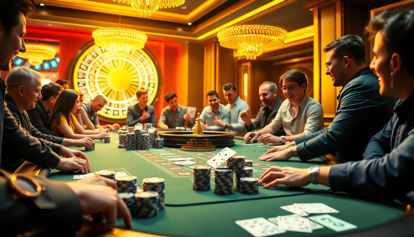 GG 88 players enjoying a lively casino atmosphere with exciting games and vibrant decor.