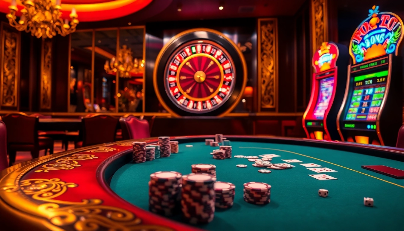 Exciting casino scene showcasing thrilling gameplay with elements related to PU88 com.