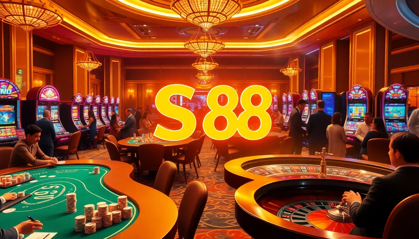 Engage with the luxury of S8 gaming tables and vibrant slot machines in a dazzling casino.