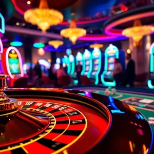 Experience high-stakes excitement at luckywin casino with vibrant slot machines and engaging roulette tables.