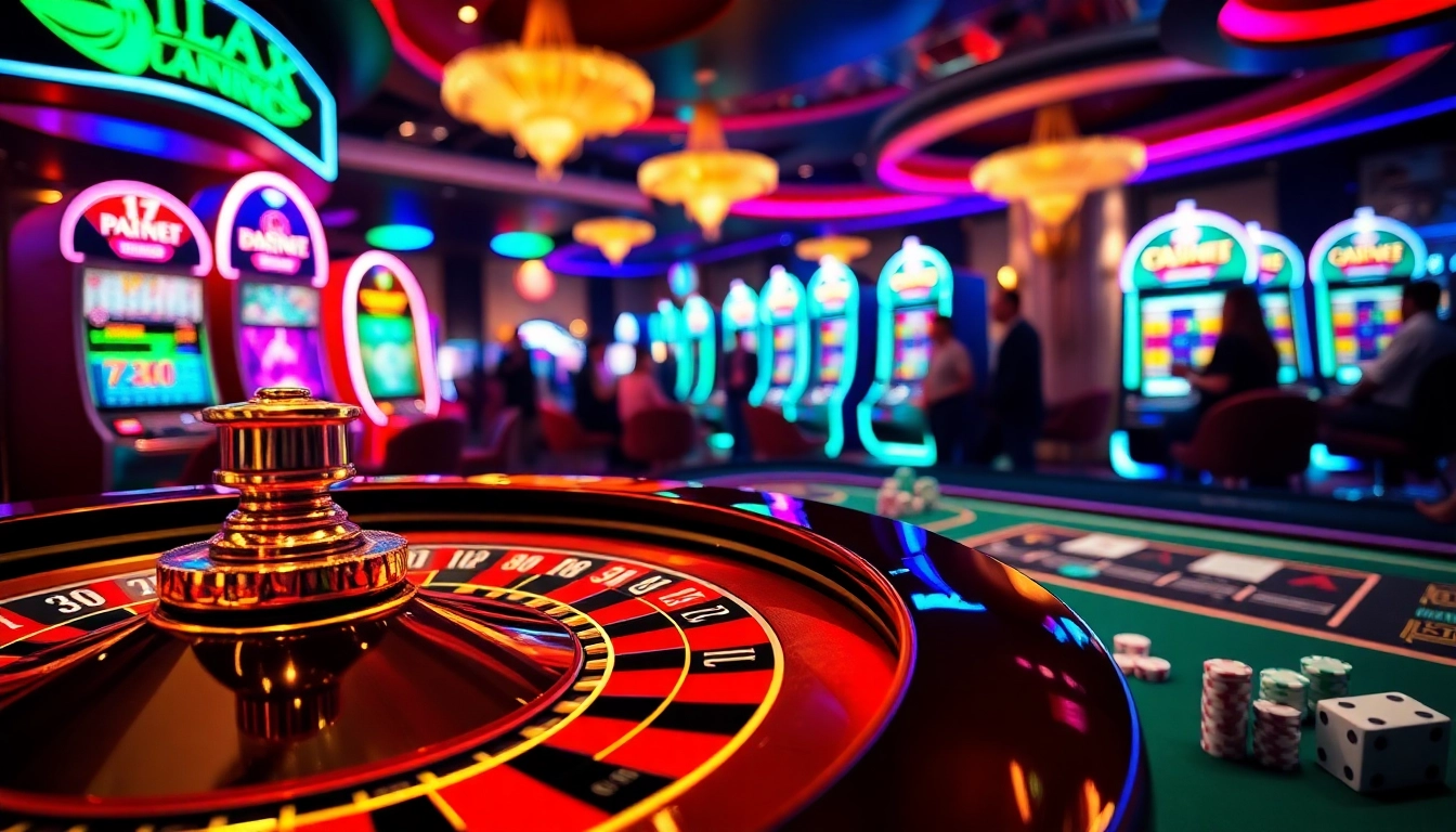 Experience high-stakes excitement at luckywin casino with vibrant slot machines and engaging roulette tables.