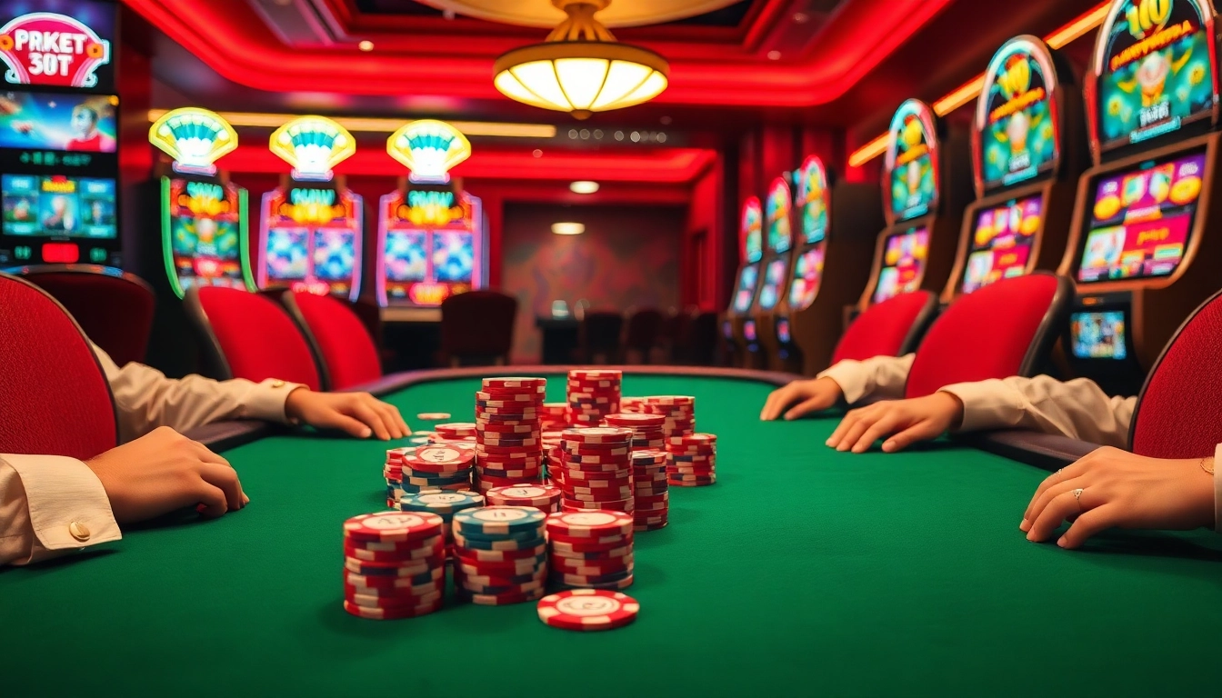 Experience the thrilling gameplay at 88vv with vibrant casino tables and colorful poker chips.
