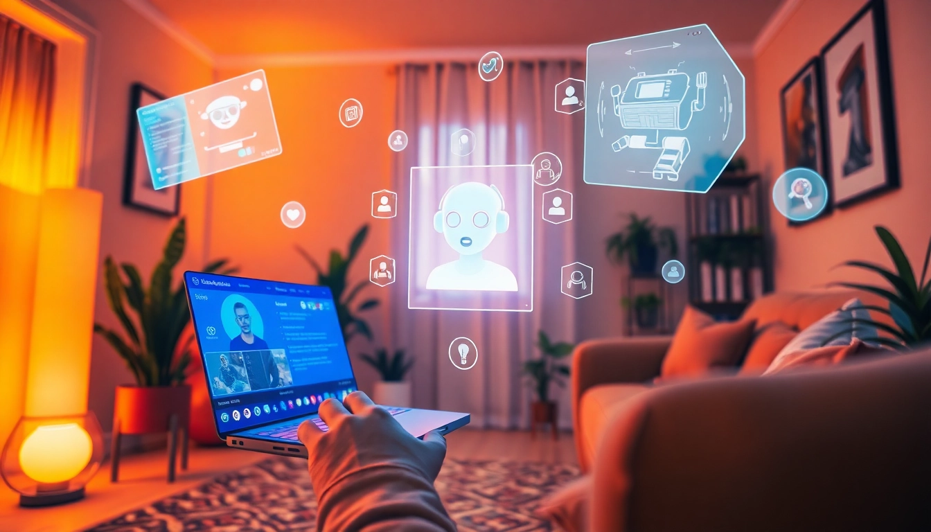 Interactive spicy ai chatbot interface in a cozy setting with warm lighting