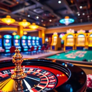 Exciting casino scene highlighting 23Win nhà cái cá cược uy tín nhất châu Á with roulette and poker action.