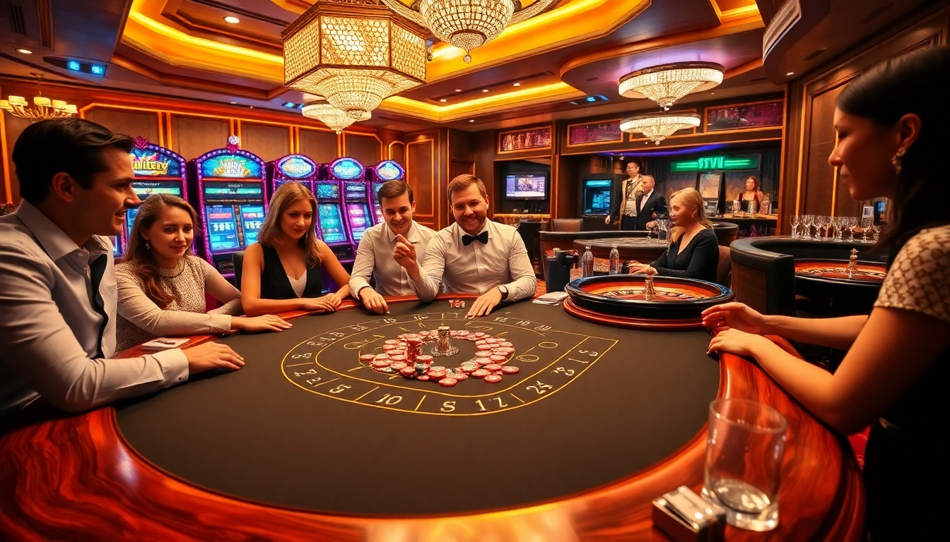 Players engage at an exciting blackjack table featuring the ambiance of https://n188hv.com/ and vibrant poker chips.