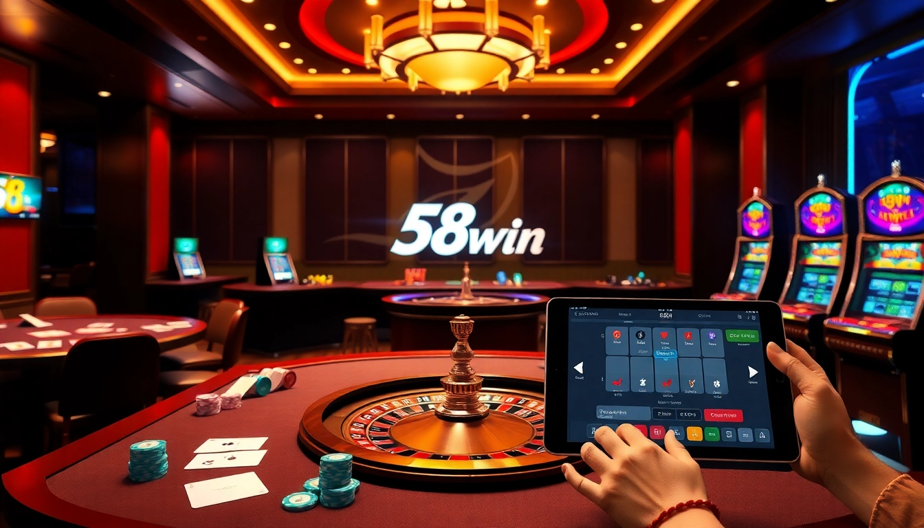 Experience the excitement of online gambling at 58win with vibrant casino tables and games.