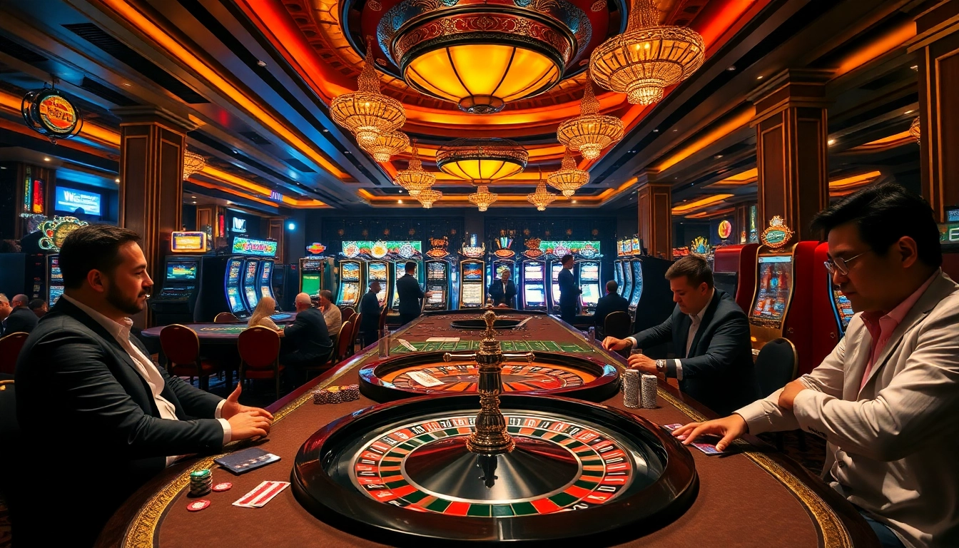 Players enjoying casino games at ku88's luxurious gaming tables