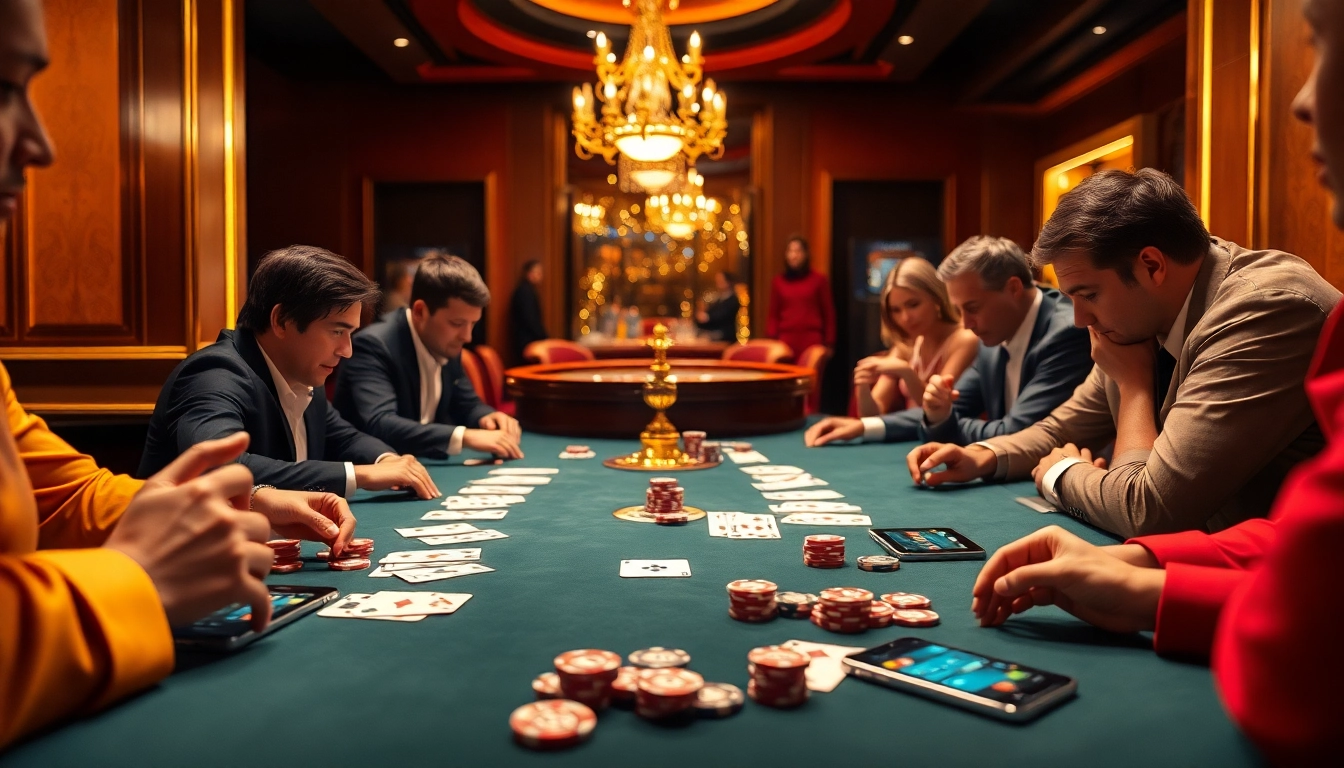 Gamblers strategizing at a high-stakes poker table inspired by https://789f00.net/.