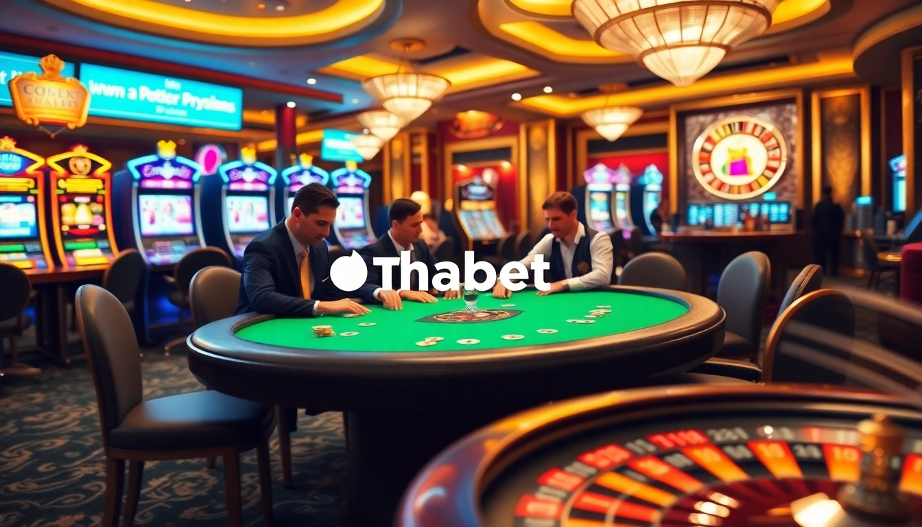 Engage in high-stakes poker at Thabet Casino, surrounded by vibrant gaming excitement and luxury.