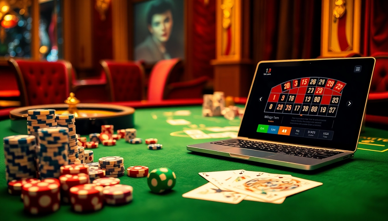 Experience luxury and excitement with 13 win.com, featuring poker chips and roulette wheels.