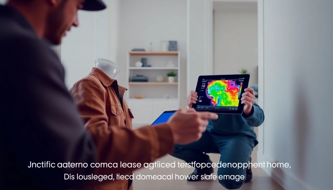 Leak detection technician utilizing advanced technology in a modern home.