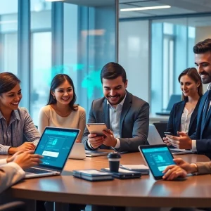 在多元化专业人士的现代办公室环境中体验快连VPN的安全性与速度。