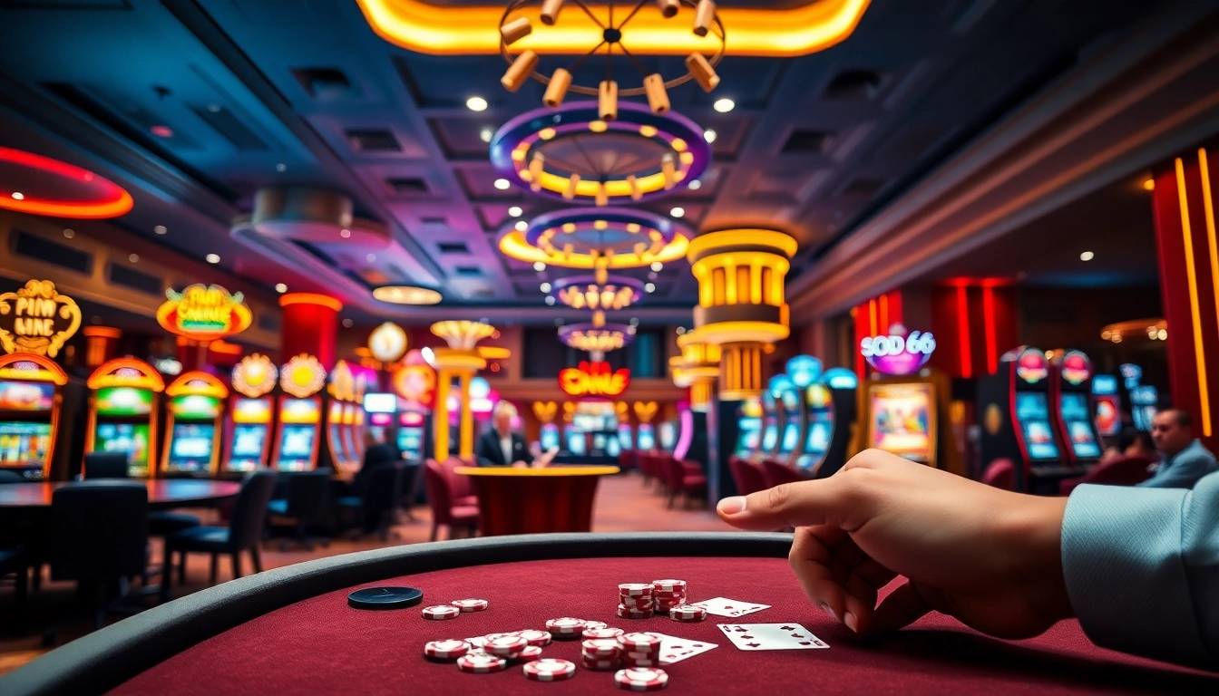A player enjoying the thrill at SODO66 casino with vibrant tables and engaging games.