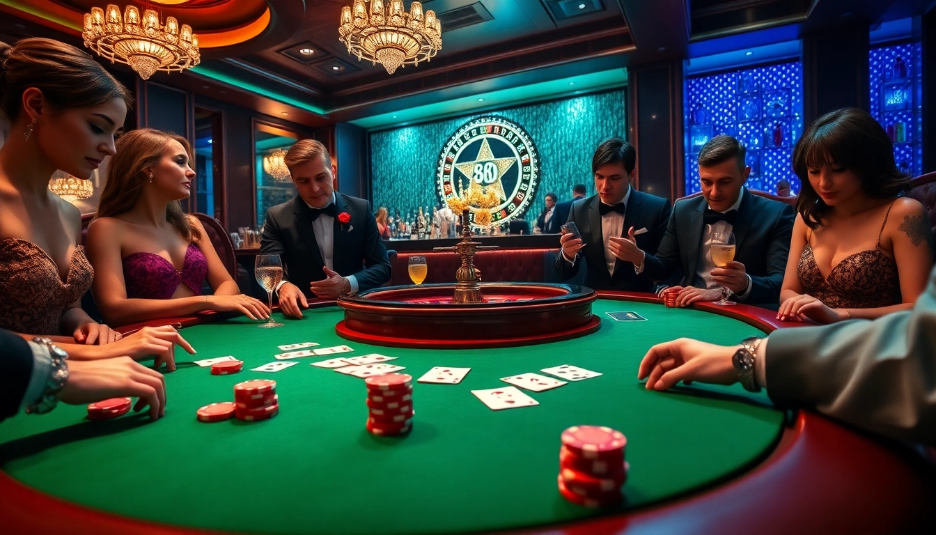 Engaging scene at Bet888 casino with players enjoying poker and roulette.