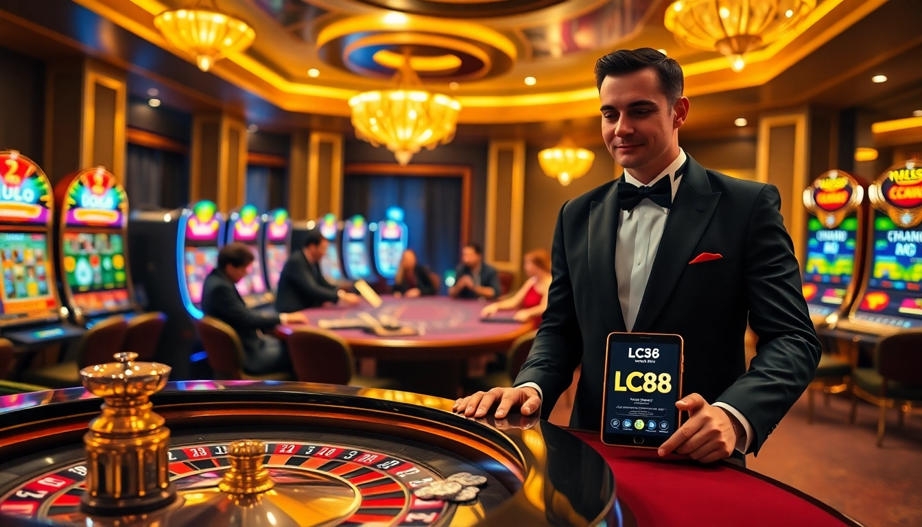 Experience thrilling moments at Nhà Cái LC88, featuring vibrant casino tables and upscale games.