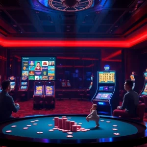 Experience thrilling gaming action at https://u8888.bio/ with vibrant casino tables and interactive digital interfaces.