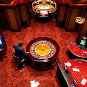 Engaged players at ZT9398.NET enjoying a vibrant online casino experience with roulette and slot machines.