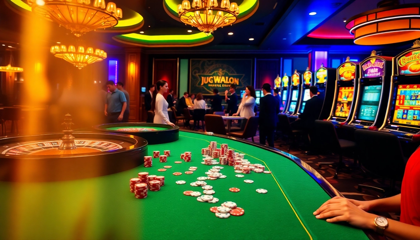Players enjoy engaging games at Sodo66 casino tables, showcasing excitement and luxury.