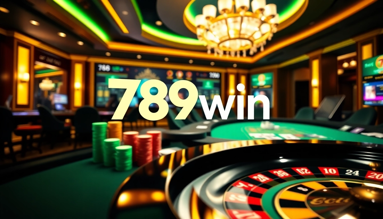 Engaging casino scene with thrilling games showcasing 789win brand ambiance.